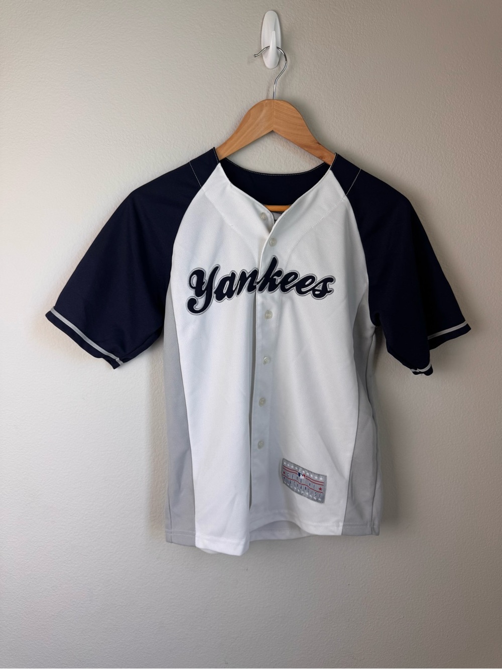 Kids vintage Yankees Short-Sleeve Baseball Jersey - White & Navy